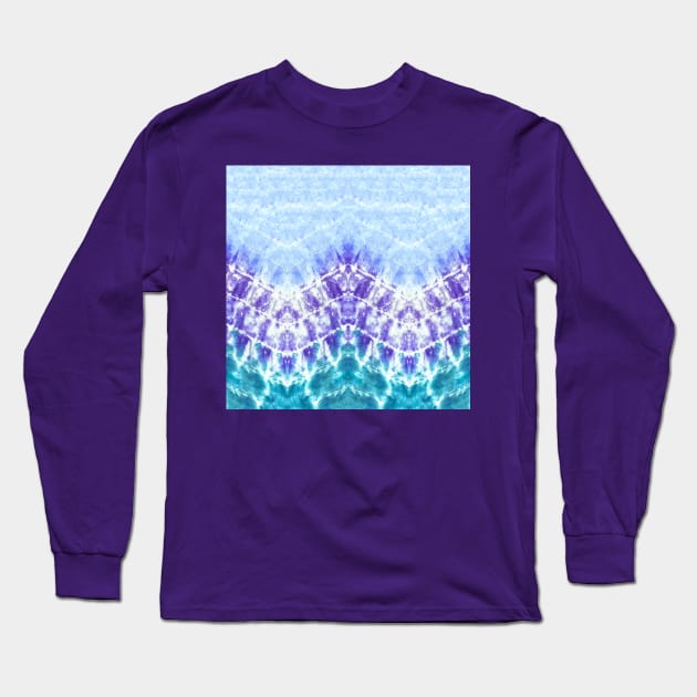 Blue and Purple Zig-Zag Tie-Dye Long Sleeve T-Shirt by Carolina Díaz